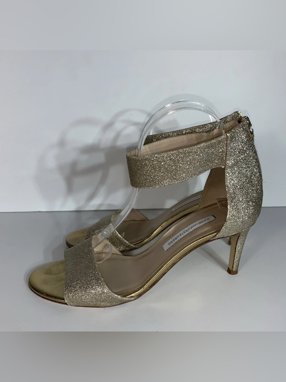 Diane Von Fustenberg Kinder Glitter Gold Heel Sandals 9B